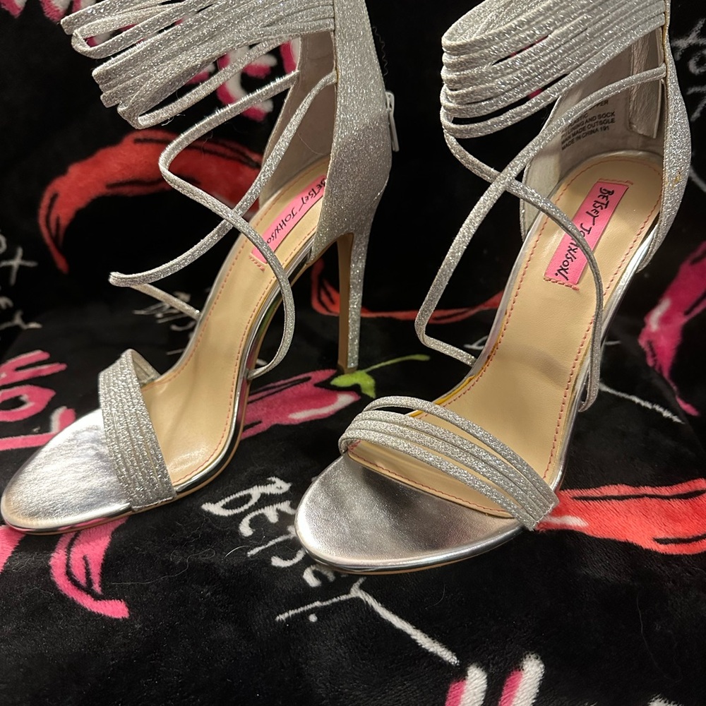 Betsey Johnson Silver Glamorous Stiletto Heels
